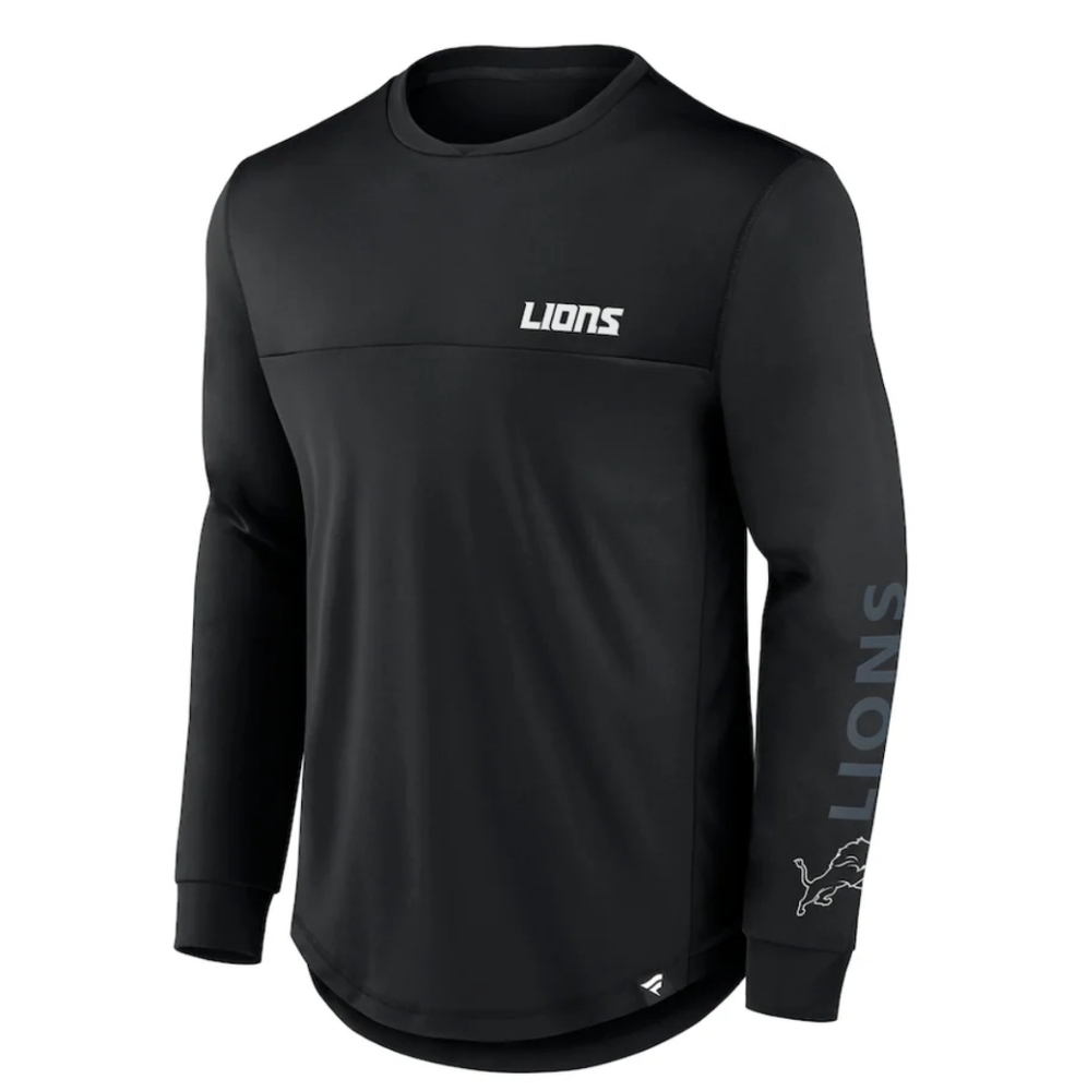 Detroit Lions Fanatics Black Long Sleeve Shirt Size Medium